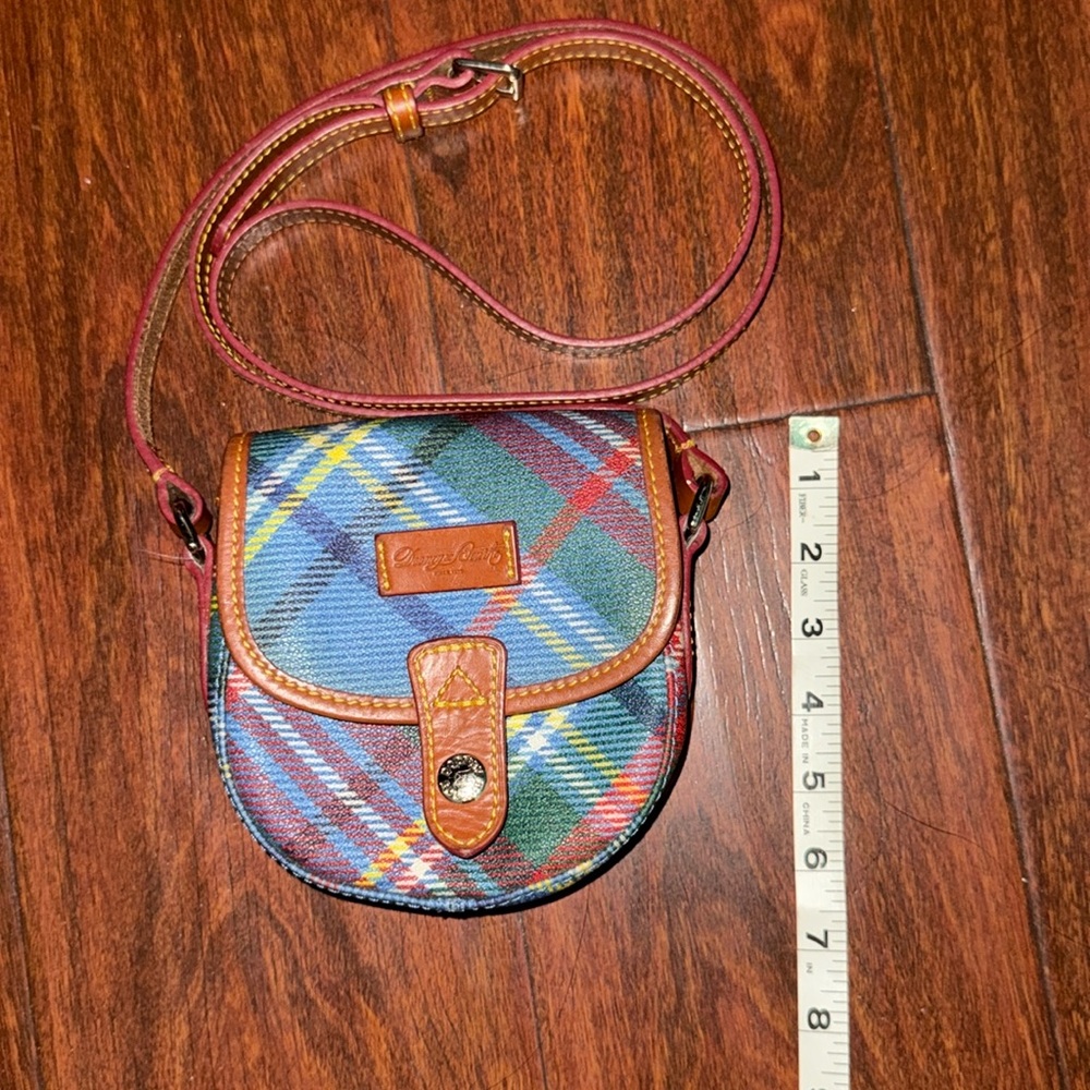 Dooney & Bourke Vintage Plaid Mini Crossbody Bag - Blue and Green - Picture 8 of 10